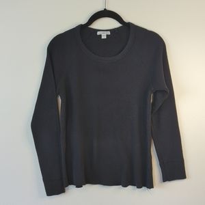 James Perse Raglan Long Sleeve Thermal Top Black Size 1